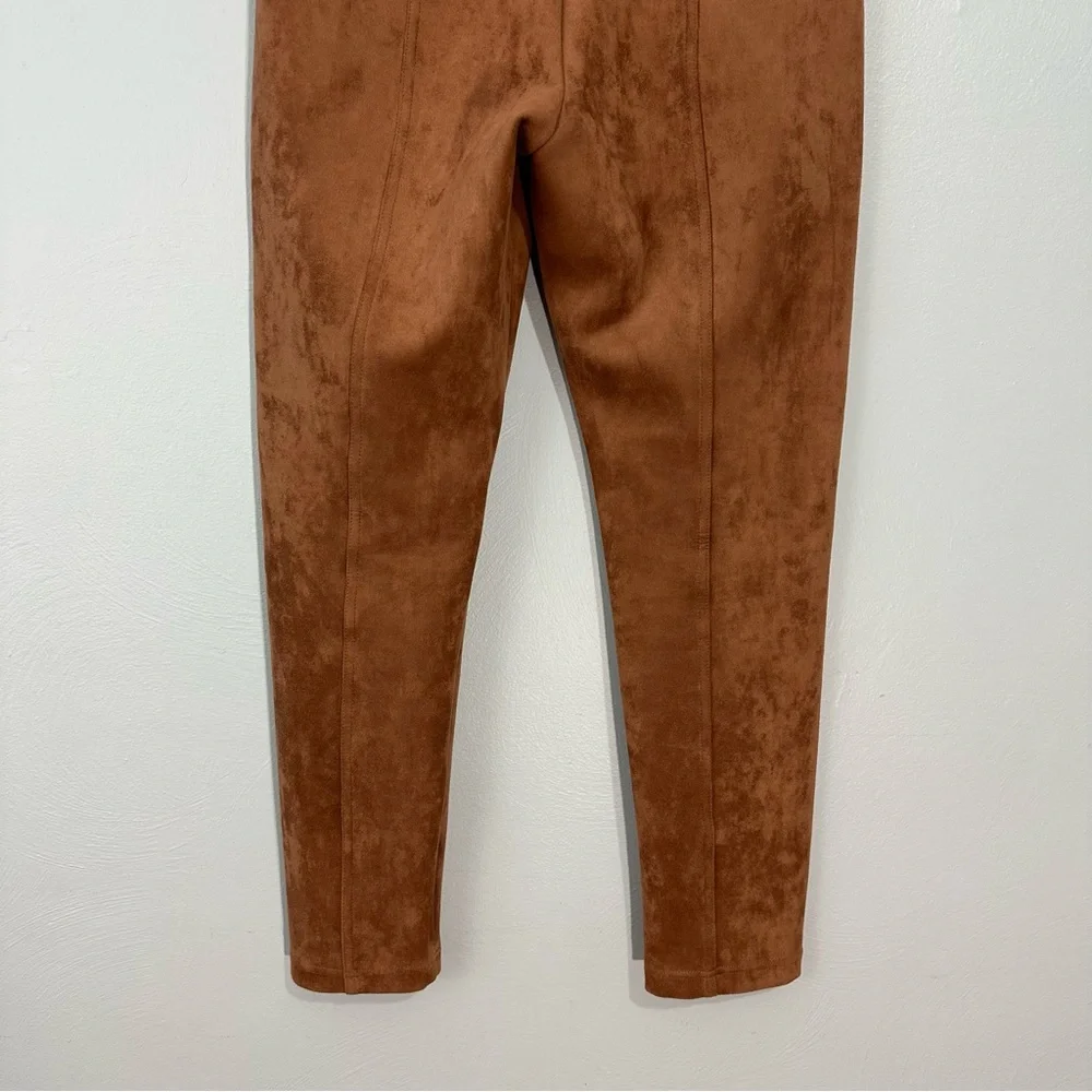 Ivanka Trump Faux Suede Skinny Pants Camel Tan Size Medium EUC High Rise Stretch